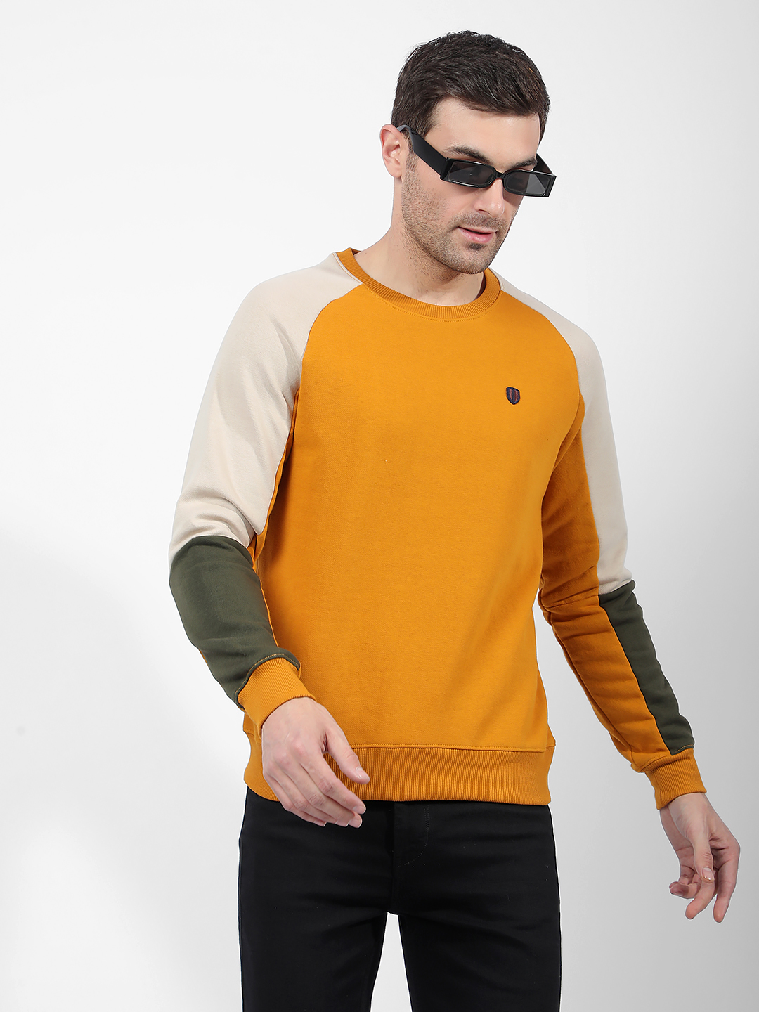Numero Uno Men Orange Crew Neck Regular Fit Sweatshirt